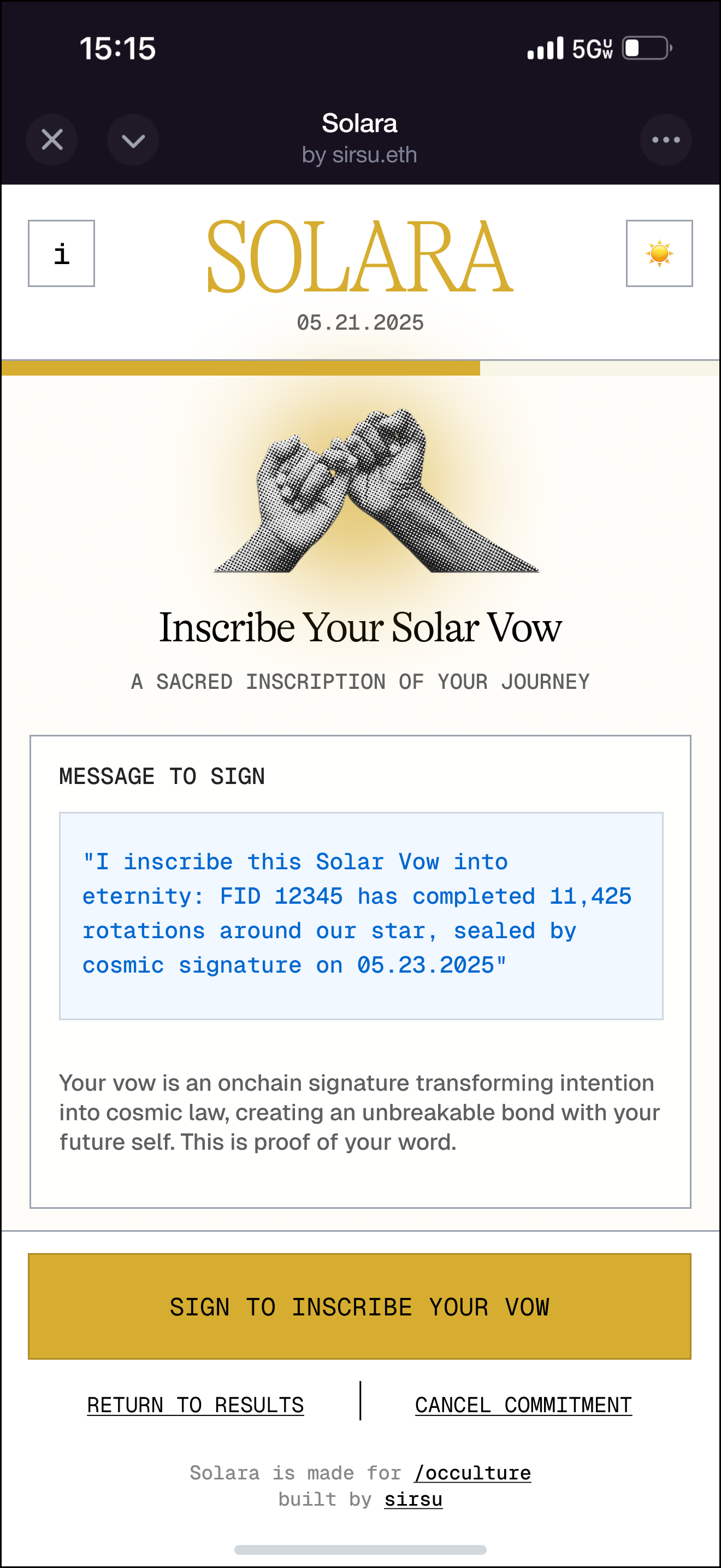 Solara — Measure your Sol Age - Farcaster Mini Apps screenshot